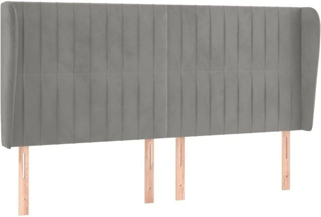 vidaXL Kopfteil mit Ohren in Hellgrau aus Samt, B/T/H: 183 x 23 x 118/128 cm - Bild 1