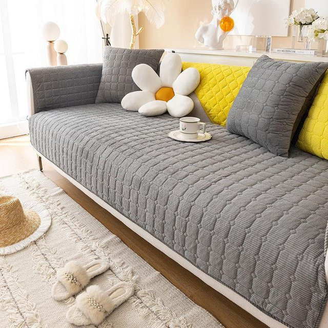 Weiches Plüsch Sofa Kissen in Grau, quadratisch, B/B: 45 x 45 cm - Bild 1