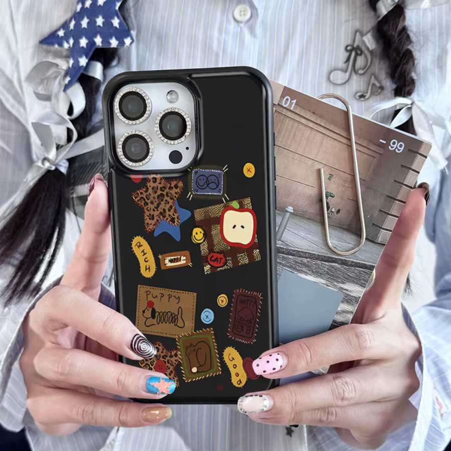 AIR PLUS Handyhülle mit Retro-Illustrationen für iPhone 11 bis 17 Pro Max aus Epoxidharz und TPU in Schwarz - Bild 4