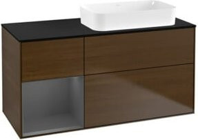 V&B Waschtischunterschrank Finion in Anthrazit mit Walnuss Furnier, B/T: 120 x 60 cm - Bild 1