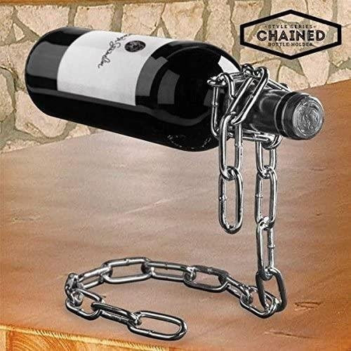 Flaschenhalter aus Metall von STEL ORA in Silber mit einzigartigem optischem Täuschungsdesign und freistehender Funktion - Bild 1