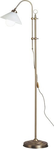 Globo Stehleuchte LANDLIFE in Altmessing und Braun aus Metall und Glas, Höhe: 172 cm - Bild 1