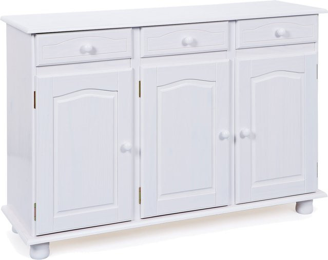 INTER LINK Kommode im Landhausstil aus Massivholz, 3-türig, Weiß, B/T/H: 87 x 43 x 43 cm - Bild 1