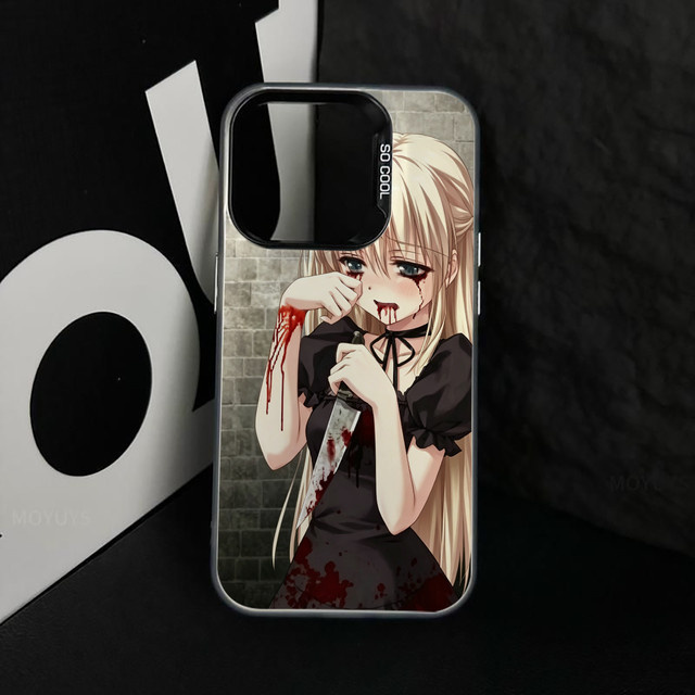 Gothic Anime Yandere Girl Handyhülle für iPhone 17 16 15 11 Pro Max X XR XS Plus in Multicolour mit matter Hartschale - Bild 1