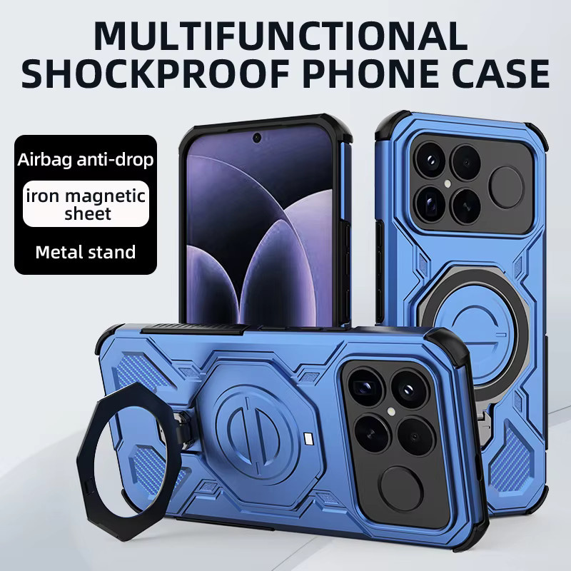 Robuste und stoßfeste Handyhülle für Xiaomi POCO M8 F7 K80 Pro Ultra und Redmi K90 Pro Max mit magnetischem Ständer und harter Abdeckung in Blau oder Grün - Bild 2