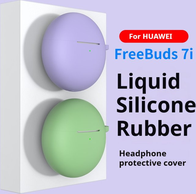 Stoßfeste und kratzfeste Silikon-Schutzhülle für Huawei Freebuds 7i mit Haken in Lila - Bild 1