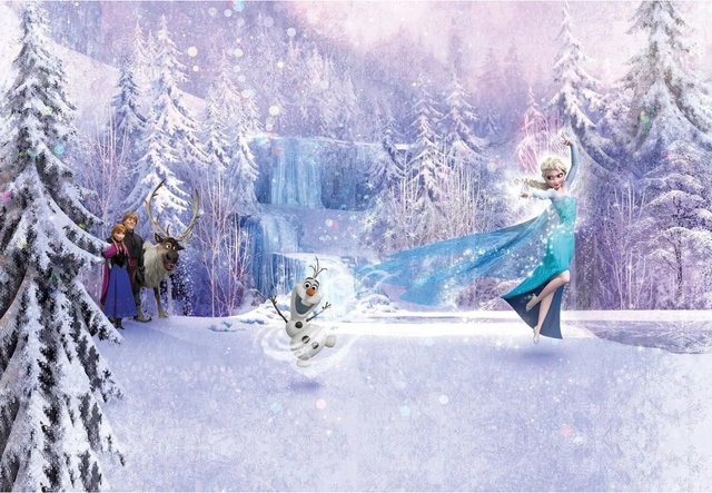 Disney Fototapete Die Eiskönigin Wald in Lila und Blau, B: 368 cm, H: 254 cm - Bild 1