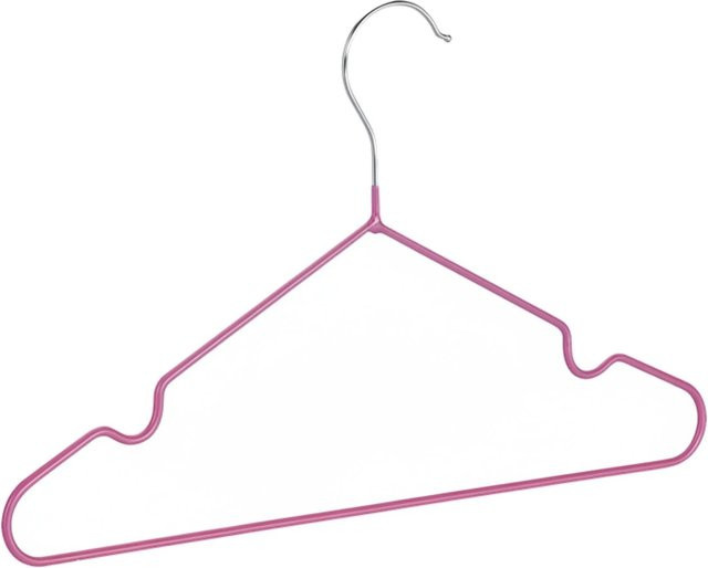 Relaxdays Kinderkleiderbügel 20er Set aus Eisen in Pink, rutschfest mit Kerben, B/H/T: 18,7 x 30,4 x 0,4 cm - Bild 1
