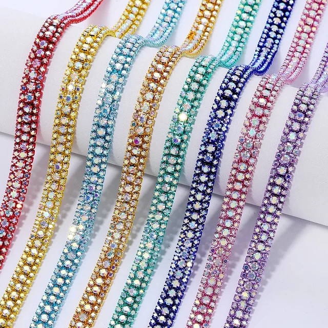 DUCRYSTAL Kristall Kette, Glas Strass, AB Flatback, 90 cm - Bild 1