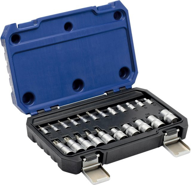 LUX-TOOLS Steckschlüsselsatz aus Chrom-Vanadium, 22-teilig, 1/4 Zoll und 1/2 Zoll, Blau - Bild 1