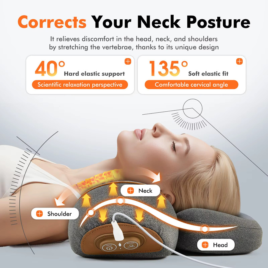 PAQIN 3-in-1 Nackenmassagekissen mit Heiz- und Traktionsfunktion, Grau, Damen - Bild 3