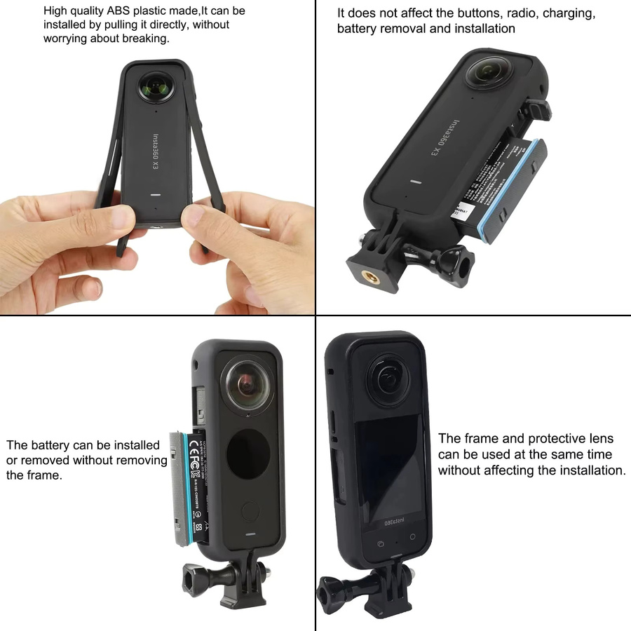 Insta360 Zubehör-Set für X3 X4 X5 Action Camera in Schwarz mit Objektivschutz, Displayschutzfolie, Aufbewahrungstasche, Silikonhülle, Objektivkappe und Schutzrahmen - Bild 4