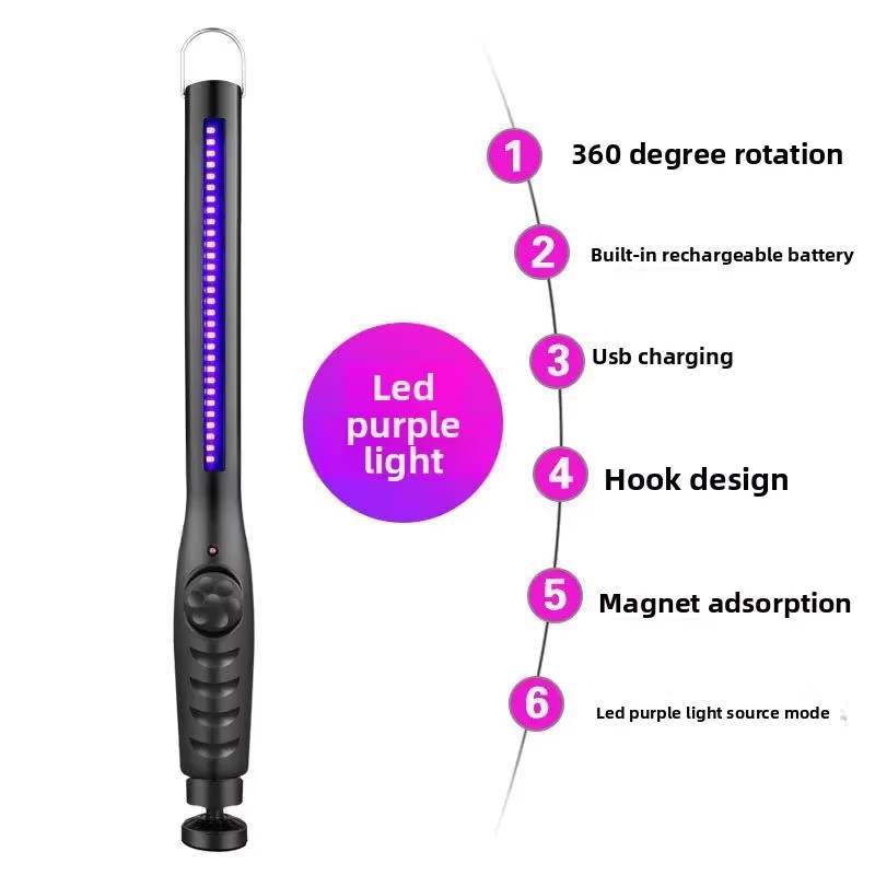 Wiederaufladbare LED-Taschenlampe in Schwarz mit stufenloser Dimmung und Magnetfunktion für Notfälle und Autoreparaturen - Bild 3
