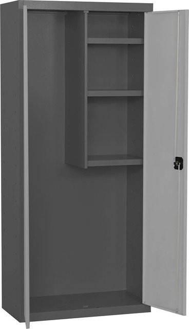 PROREGAL Putzmittelschrank AMEGO Metallschrank für den Haushalt mit 3 Fachböden und Schloss, Farbe: Grau-Anthrazit, H x B x T: 180 x 80 x 40 cm - Bild 1