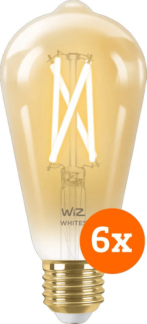 WiZ Smarte LED Filamentlampe im Edison-Stil, 6er-Pack, E27, transparent, Warmweiß bis Kaltweiß, WLAN und Bluetooth - Bild 1