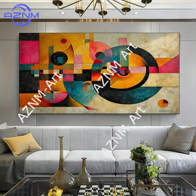 AZNM Moderne Abstrakte Kunst Leinwand mit geometrischem Design in Multicolour - Bild 1
