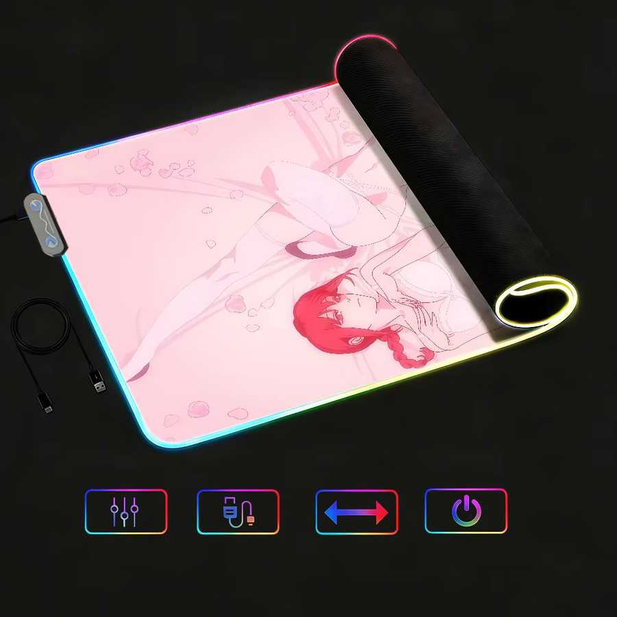 C-ChainsawES M-Man Movie R-Reze A-ArcS MousePad RGB LED Rutschfeste Gaming-Schreibtischunterlage XXL - Bild 2