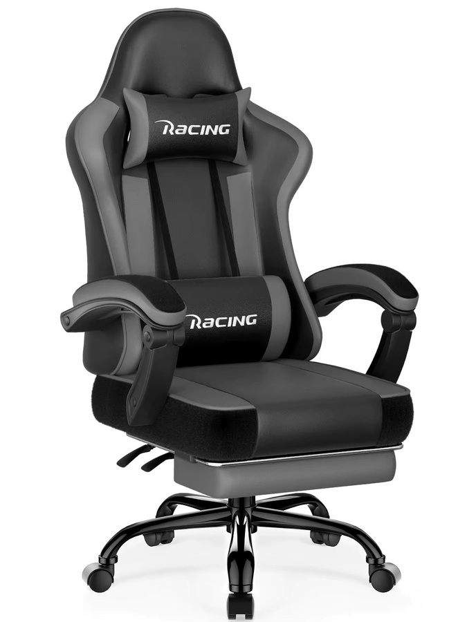 AUTHMIC Ergonomischer Gaming-Stuhl in Weiss mit 170 Grad Liegefunktion, faltbarer Fußstütze und atmungsaktivem Material, Belastbarkeit bis 150 kg - Bild 4