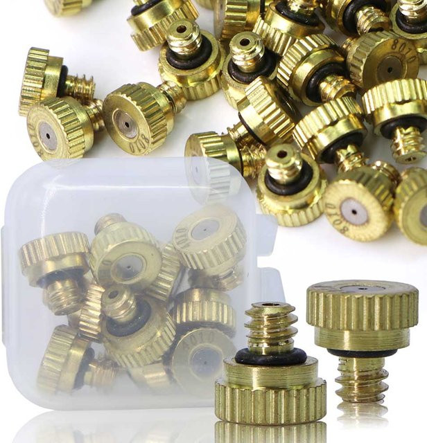 MUCIAKIE Messing-Nebeldüsen für Gartenbewässerung und Kühlsysteme, Gold, 0,1–1,0 mm, 3/16 Zoll UNC10-24 - Bild 1