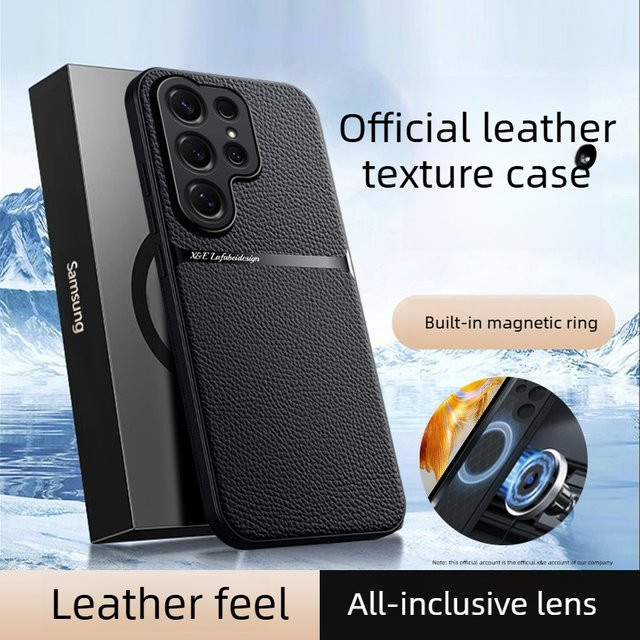 Busine Lederhülle mit Litschi-Muster für Samsung Galaxy S26 Ultra S25 Edge S24 S23 S22 S21 FE Plus mit magnetischer Anti-Drop-Abdeckung - Bild 1