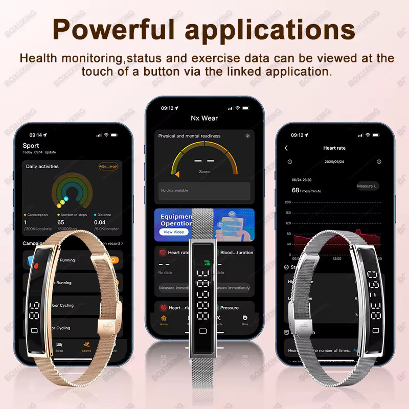 BOXUXING Smart-Armband Silber mit Herzfrequenz- und Schlafüberwachung, IP68 Wasserdicht, Unisex Fitness Tracker - Bild 4