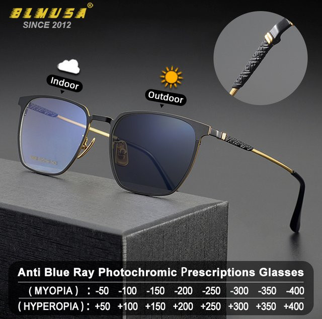 BLMUSA Lesebrille, Titan, Vollrand, Square, Schwarz, Herren - Bild 1