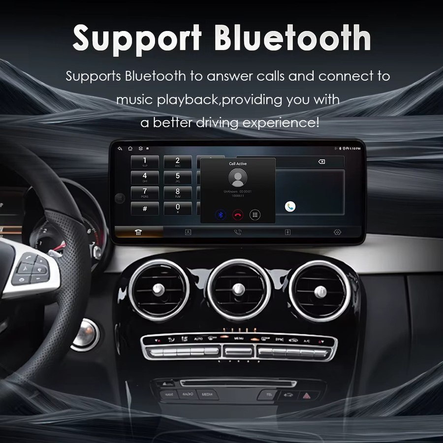 QiumianNavi Android 16 Headunit für Mercedes-Benz C-Klasse W205 GLC X253 V-Klasse W447 (2015 - 2019) mit GPS-Navigation, Bluetooth, WiFi und CarPlay in Schwarz - Bild 4
