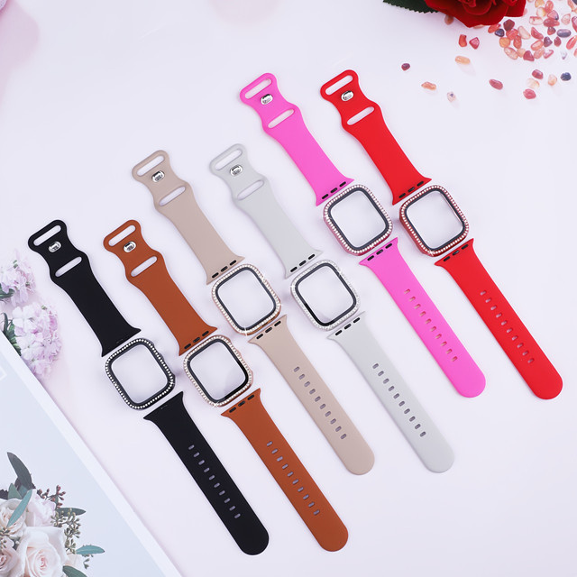 samusak Uhrenarmband Silikon, Strass-Schutzhülle, Roségold, Unisex - Bild 1