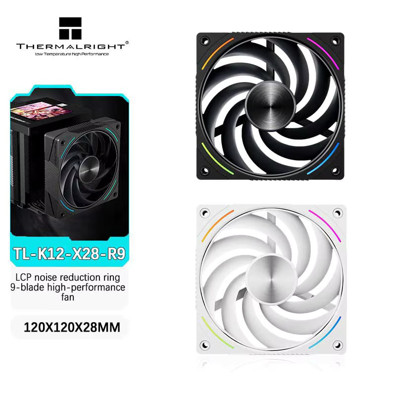 Thermalright TL-K12-X28-R9 Gehäuse Lüfter in Schwarz, 12 cm, B/T/H: 12 x 12 x 2,5 cm - Bild 3