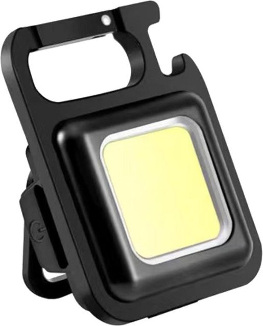 Tragbare Mini-LED-Schlüsselanhänger-Leuchte mit COB-Lichtquelle, Magnet und Hakenverschluss, schwarz, wiederaufladbar - Bild 1