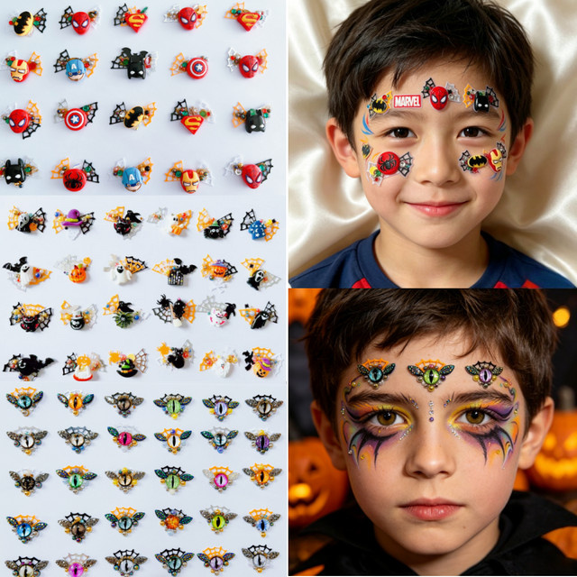 Augenbrauen-Make-up mit Edelsteinen und Strass, Temporäre Tattoo-Aufkleber - Bild 1