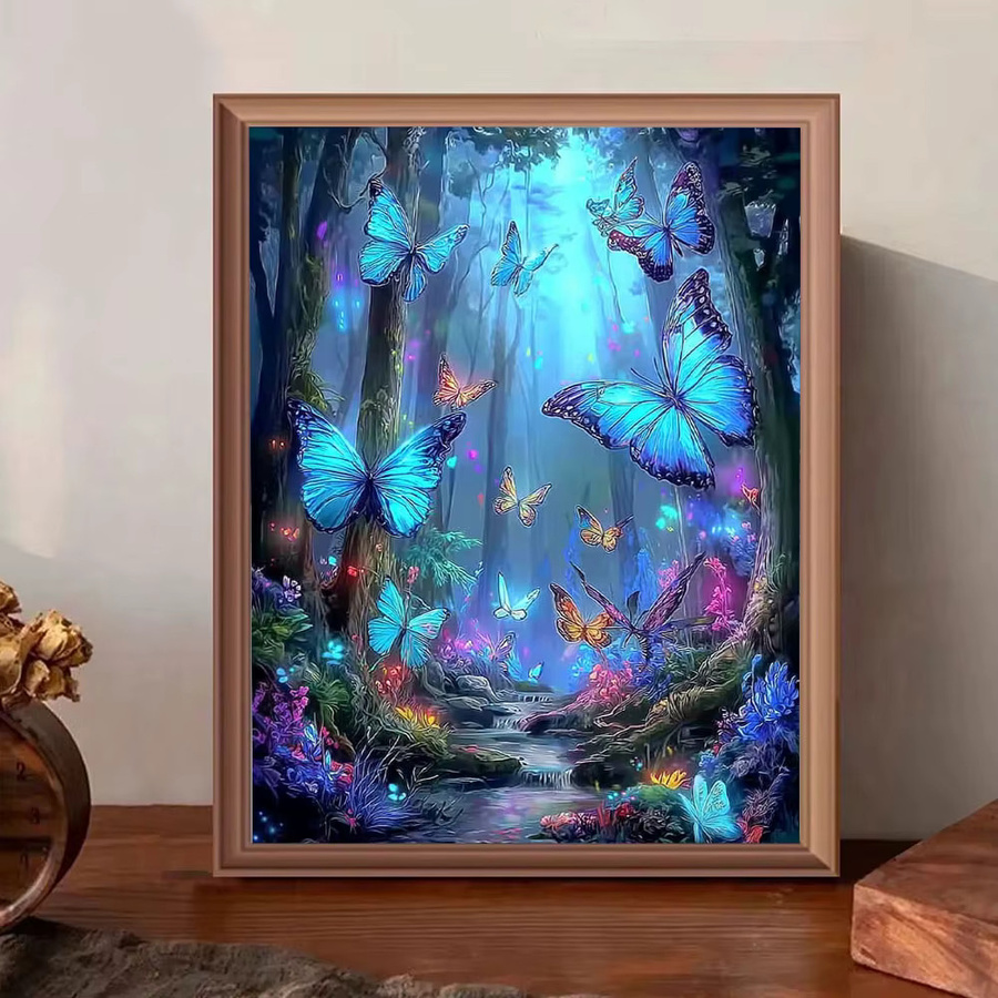 Huacan DIY Diamantmalerei Set Landschaft mit Wald, Baum und Schmetterling in Mehrfarbig, B/H: 30 x 20 cm - Bild 3