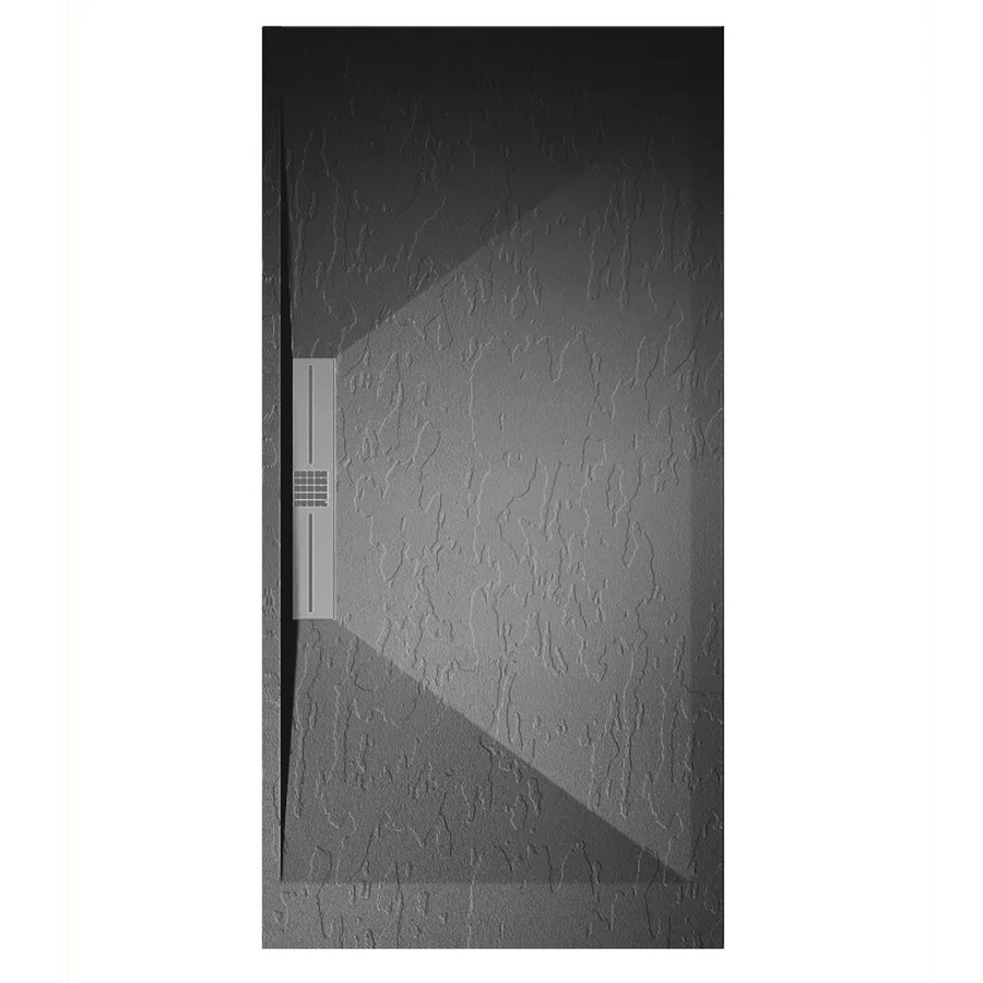 Mirlo Edis Duschwanne aus Mineralguss, extra flach, Anthrazit, B/B/H: 80 x 70 x 3 cm - Bild 2
