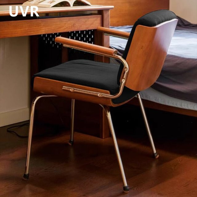 UVR Luxus Stuhl mit Rückenlehne aus Stoff und Metallgestell in Schwarz für Restaurant, Küche oder Balkon - Bild 1