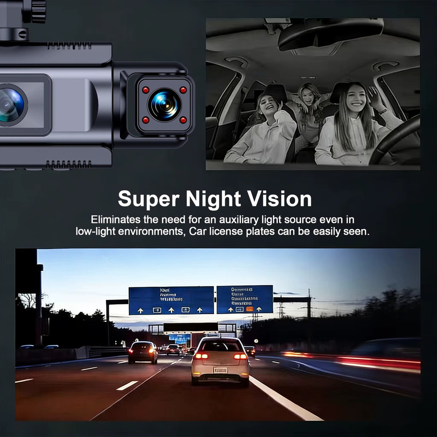Etymoofox 4-Kanal Dashcam mit WiFi und Full HD 1080P, 4 Linsen für 360° Aufnahme, Nachtsicht und 24H Parküberwachung, Auto-DVR Rekorder für vorne, hinten und innen - Bild 2