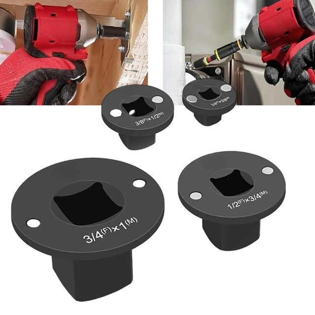 DAZZLEEX Niedrigprofil-Steckschlüsseladapter Set in Schwarz, Ratschenadapter für Elektrowerkzeuge (3/4 auf 1 Zoll, 1/2 auf 3/4, 3/8 auf 1/2 Zoll) - Bild 1