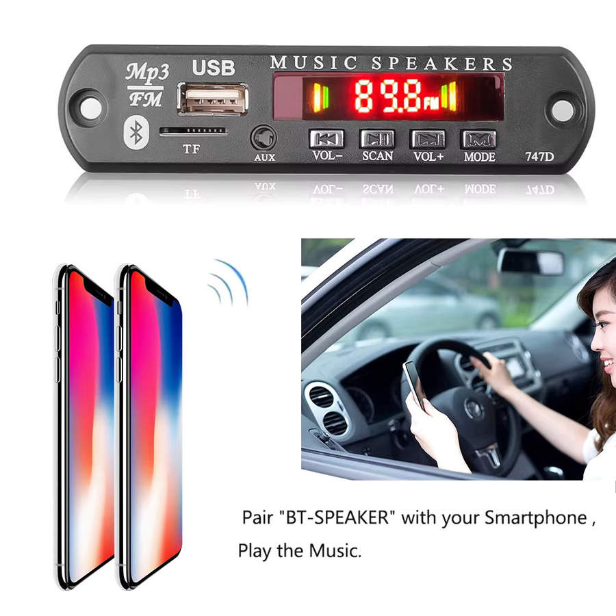 Kebidu Bluetooth 3.0 MP3 Decoder Modul mit FM Radio, USB, AUX und TF Karte, Schwarz - Bild 4