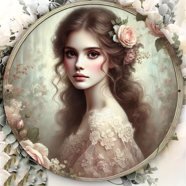 Potdemiel Rundes Metallposter im Vintage-Stil mit Blumen-Motiv, Durchmesser: 20,3 cm, Mehrfarbig - Bild 1