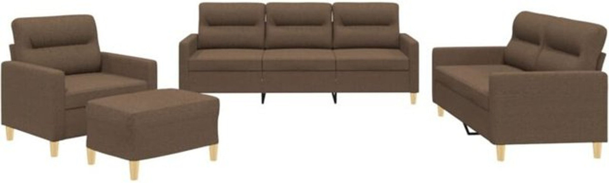 Vidaxl 4-tlg. Sofagarnitur in Braun aus Stoff und Polyester mit Metallgestell im modernen Design - Bild 1
