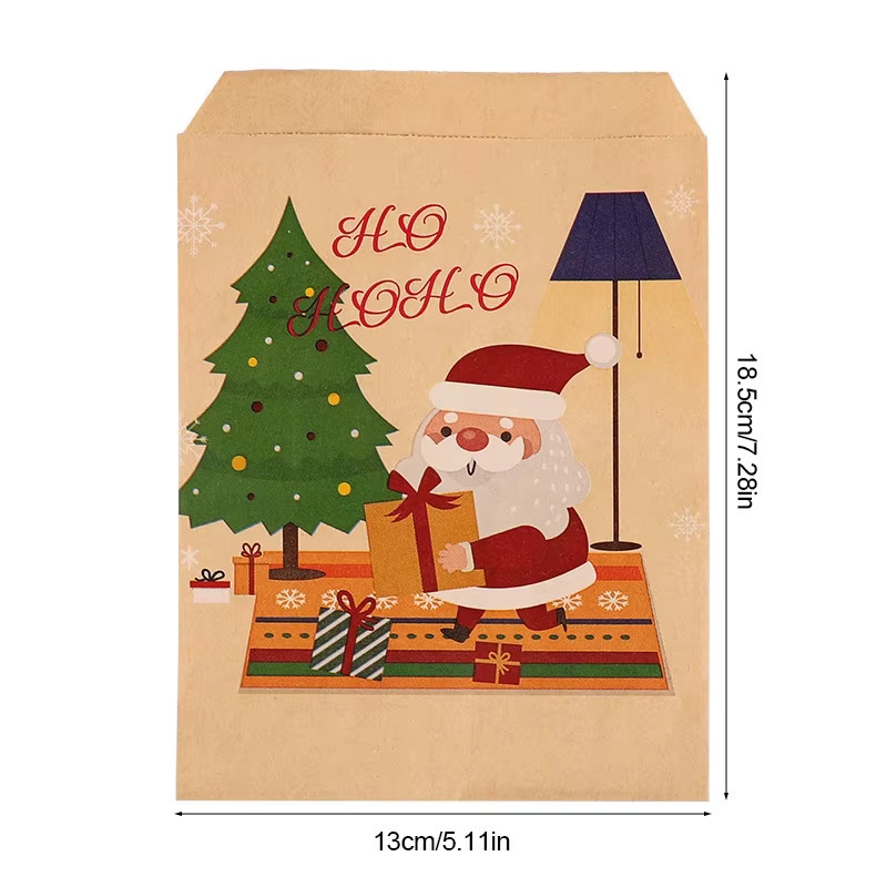 24 Stück Weihnachtliche Geschenktüten aus Kraftpapier mit Santa Claus Motiv für Süßigkeiten und Kekse in Braun und Mehrfarbig - Bild 2