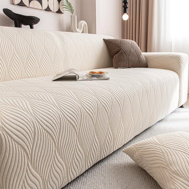 Sunshine SSKY Jacquard Samt Sofabezug Gestreift, Elastischer Stretch Schutzbezug für 3er Sofas (190-230 cm) - Bild 1