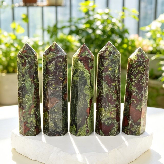 RYCRYSTAL Drachenblutstein Kristallspitze als sechseckiger Obelisk in Mehrfarbig, Höhe: 8 cm - Bild 1