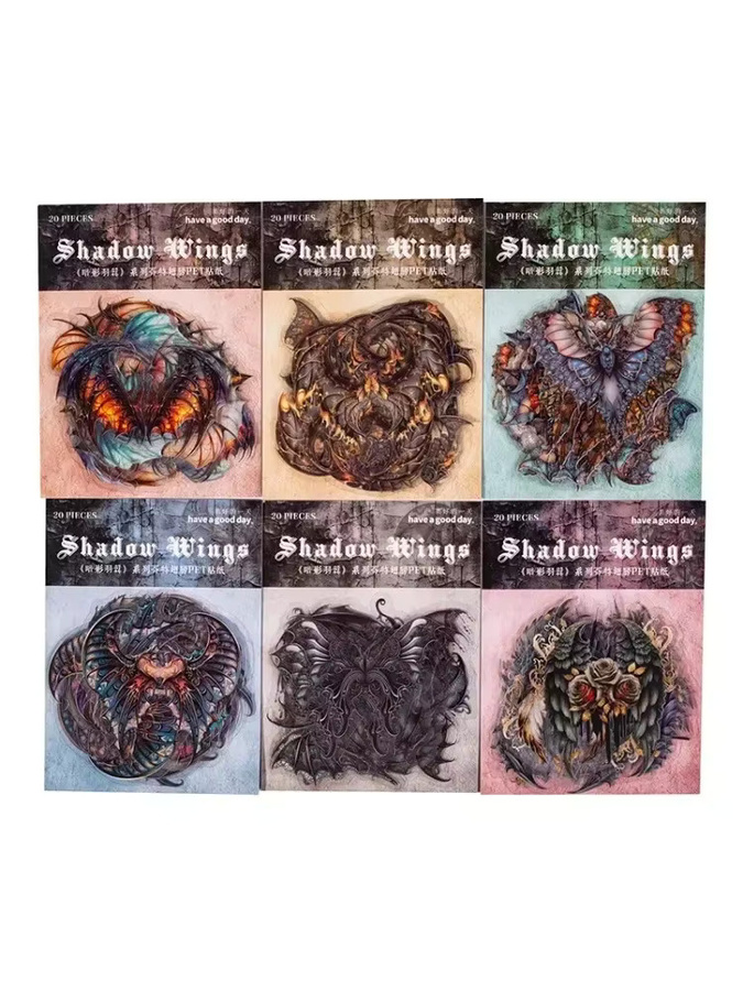 Leaffei Gothic Shadow Wings Serie 6 Aufkleber Set, 20-teiliges PET Dekorpaket in Multicolour - Bild 3