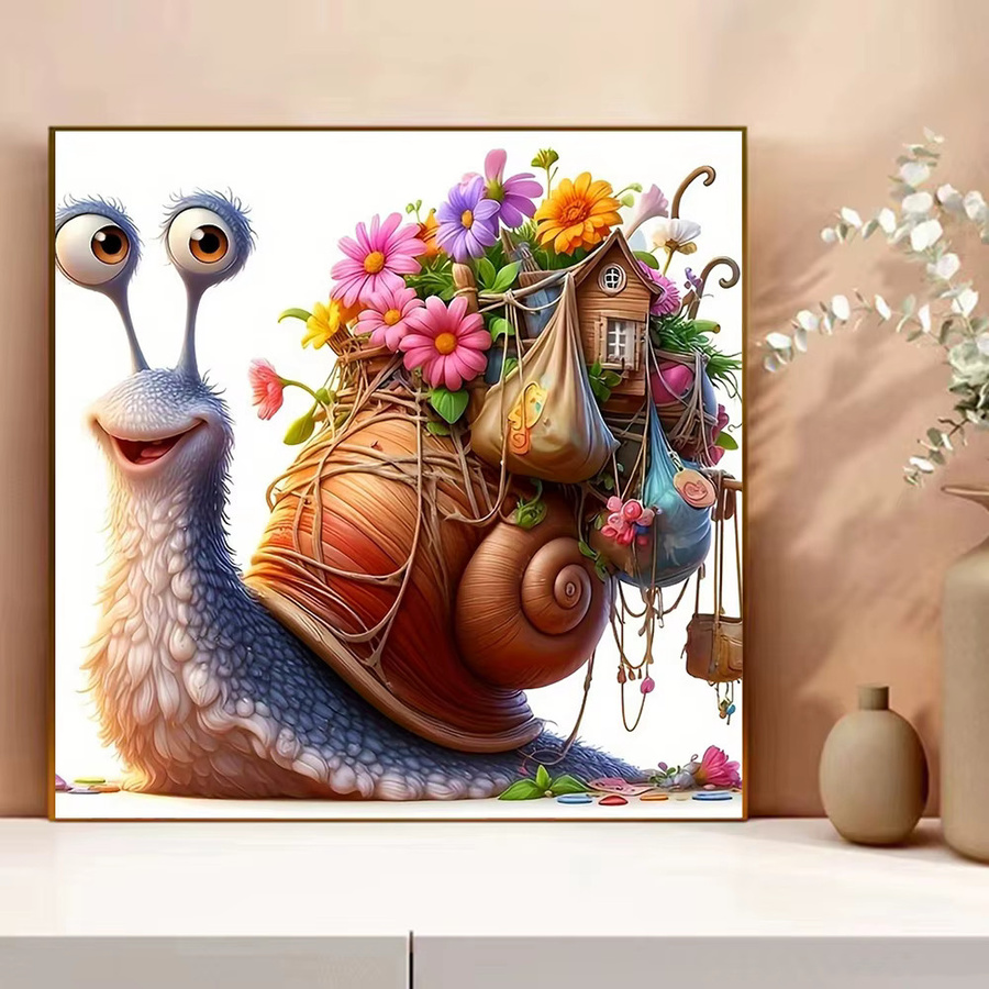 Evershine DIY Kreuzstich Set Schnecke mit Gänseblümchen auf bedruckter Leinwand, Mehrfarbig, B/H: 30 x 30 cm - Bild 3
