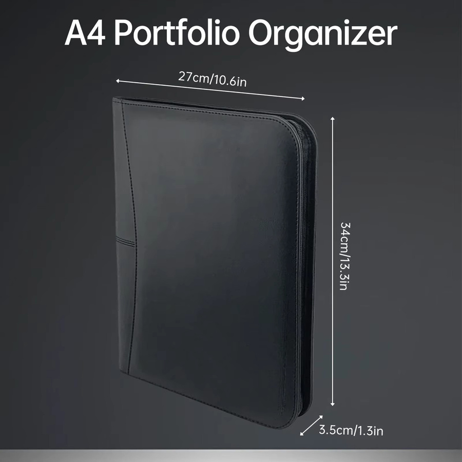 Bisofice Business Padfolio A4 Portfolio-Organizer aus PU-Leder mit Reißverschluss in Schwarz - Bild 2