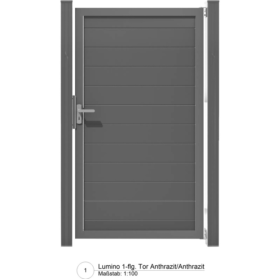 GroJa Lumino Tor Universal DIN in Anthrazit mit Aluminiumrahmen, Breite: 100 cm, Höhe: 180 cm - Bild 2