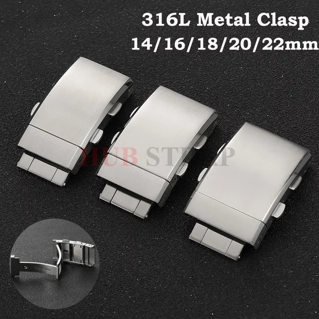 Uhrenschließe 316L Edelstahl, gebürstetes Silber, faltbar, Unisex - Bild 1