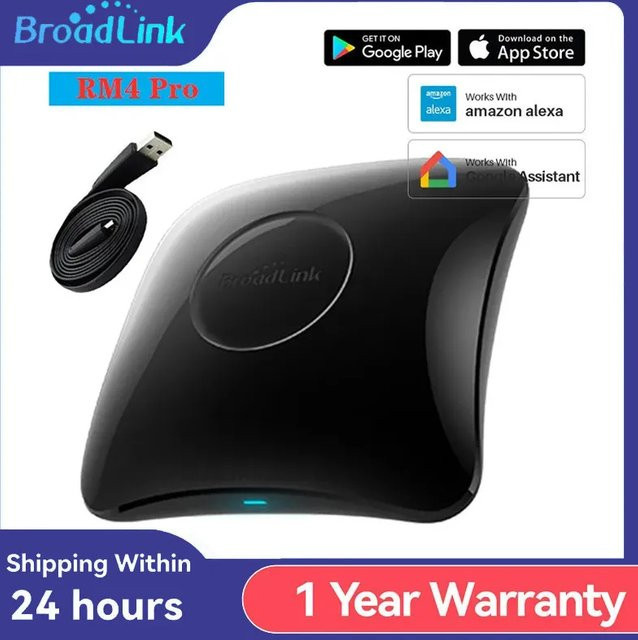 Broadlink RM4 Pro Universal Smart Fernbedienung für IR und RF, WiFi Smart Home Automation, Schwarz, kompatibel mit Alexa und Google Home - Bild 1
