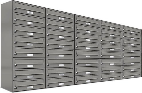 AL Briefkasten für 40 Parteien, Aufputzmontage, grau, B/H/T: 153,449 x 92,0 x 27,5 cm - Bild 1