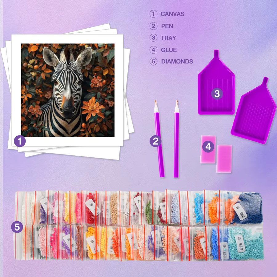 HUACAN 4er Set Diamantmosaik DIY 5D Malerei mit runden Bohrern Motiv Tiere Herbst Dekor in Mehrfarbig - Bild 3